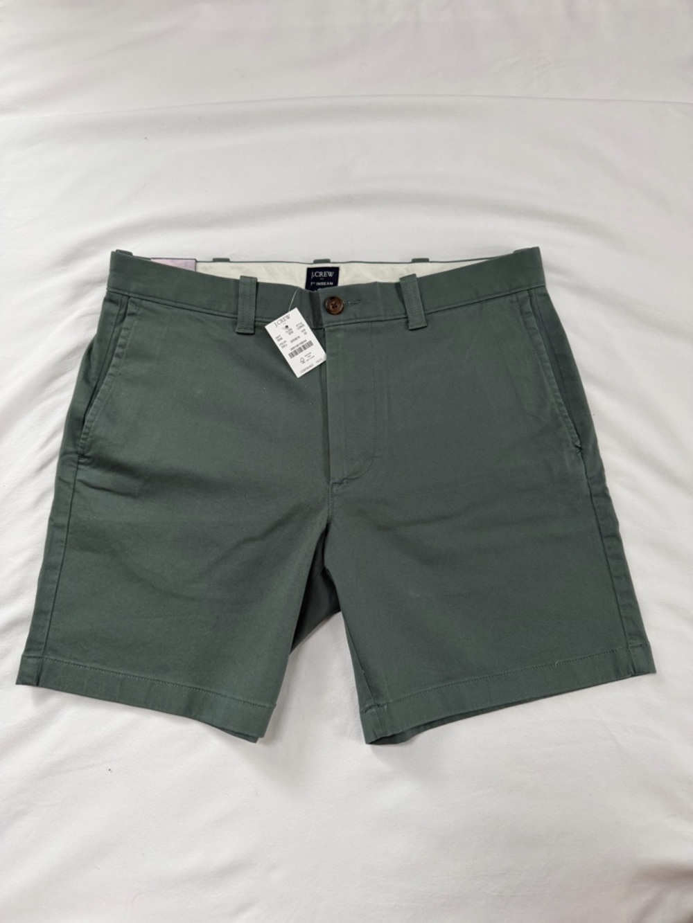 J. Crew Men's Olive Green Flat-Front Cotton Shorts